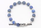 CGB8210 8mm matte lapis lazuli & white lava beaded stretchy bracelets