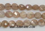 CMS43 15.5 inches 8mm faceted coin moonstone gemstone beads