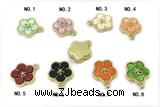 Pend03 12mm copper flower pendant pave resin gold plated
