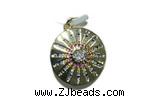 Pend178 24mm copper circle pendant pave zirconia gold plated