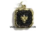 Pend33 15*20mm copper square oval pendant pave zirconia gold plated