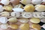 TEAR09 15 inches 13*18mm flat teardrop yellow jade beads