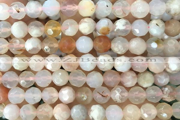 AGAT08 15 inches 8mm faceted round sakura agate gemstone beads