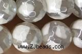AGAT20 15 inches 8mm faceted round AB-color tibetan agate beads