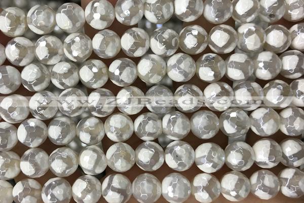 AGAT20 15 inches 8mm faceted round AB-color tibetan agate beads