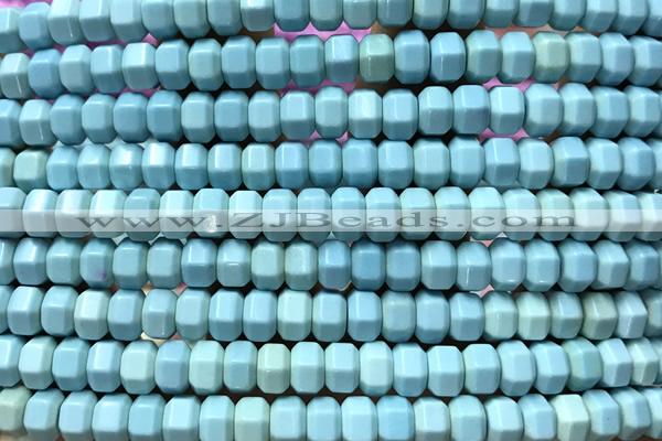 AGAT205 15 inches 4*6mm faceted hexagon oxidized agate beads