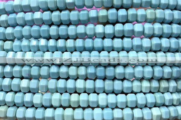 AGAT205 15 inches 4*6mm faceted hexagon oxidized agate beads