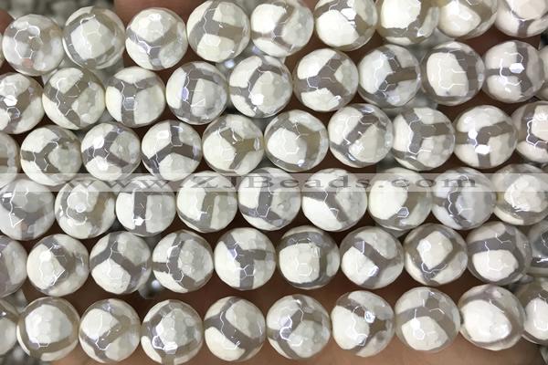 AGAT21 15 inches 10mm faceted round AB-color tibetan agate beads