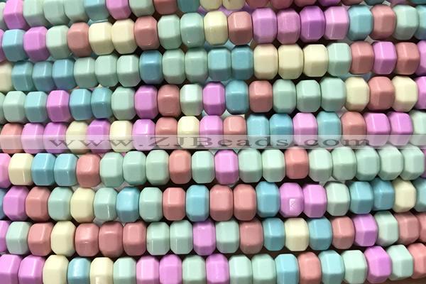 AGAT211 15 inches 4*6mm faceted hexagon oxidized agate beads