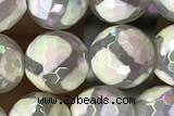 AGAT23 15 inches 8mm faceted round AB-color tibetan agate beads