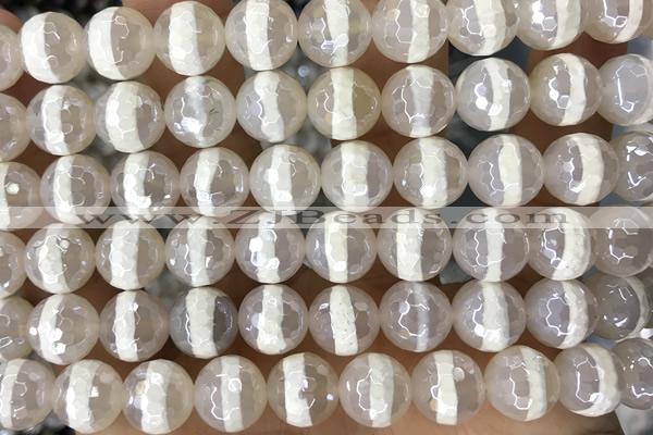 AGAT27 15 inches 10mm faceted round AB-color tibetan agate beads
