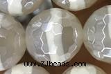 AGAT28 15 inches 12mm faceted round AB-color tibetan agate beads