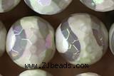 AGAT33 15 inches 12mm faceted round AB-color tibetan agate beads