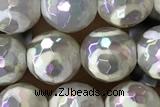 AGAT34 15 inches 8mm faceted round AB-color tibetan agate beads