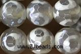 AGAT37 15 inches 8mm faceted round AB-color tibetan agate beads