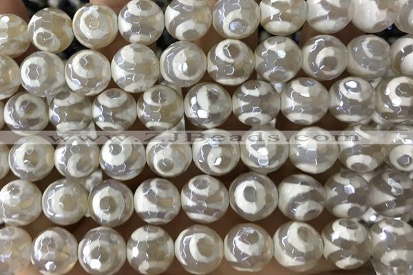 AGAT38 15 inches 10mm faceted round AB-color tibetan agate beads