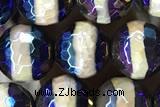 AGAT43 15 inches 8mm faceted round AB-color tibetan agate beads
