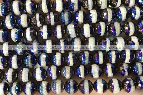 AGAT43 15 inches 8mm faceted round AB-color tibetan agate beads