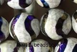 AGAT47 15 inches 10mm faceted round AB-color tibetan agate beads