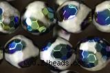 AGAT58 15 inches 8mm faceted round AB-color tibetan agate beads