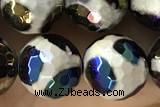 AGAT59 15 inches 10mm faceted round AB-color tibetan agate beads