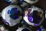 AGAT60 15 inches 12mm faceted round AB-color tibetan agate beads