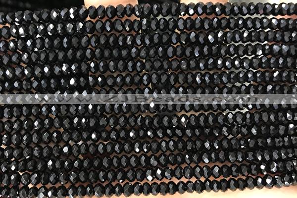 AGAT65 15 inches 2*4mm faceted rondelle black onyx gemstone beads