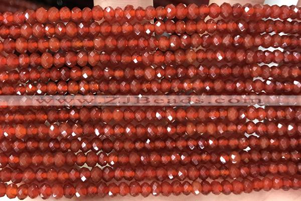 AGAT68 15 inches 2*4mm faceted rondelle red agate gemstone beads