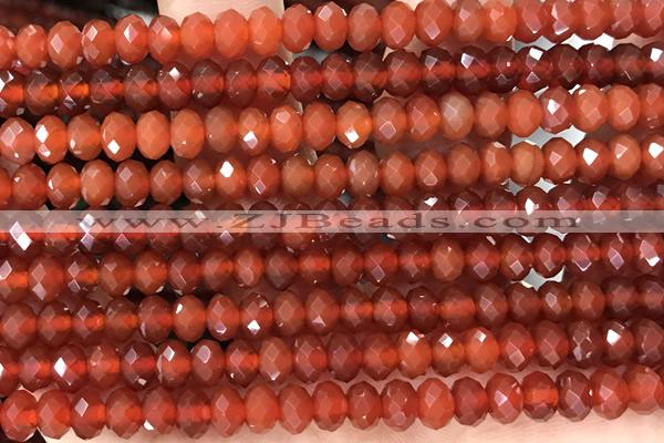 AGAT69 15 inches 4*6mm faceted rondelle red agate gemstone beads