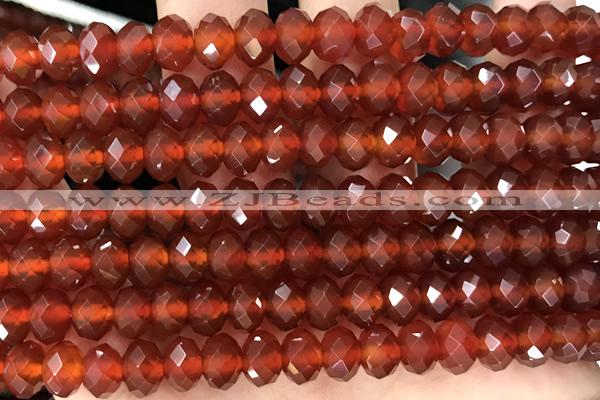 AGAT70 15 inches 5*8mm faceted rondelle red agate gemstone beads