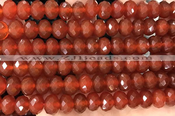 AGAT71 15 inches 6*10mm faceted rondelle red agate gemstone beads