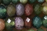 AGAT72 15 inches 4*6mm faceted rondelle Indian agate gemstone beads