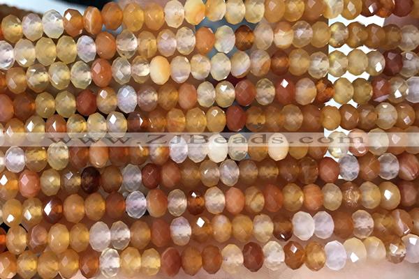 AGAT75 15 inches 4*6mm faceted rondelle banded agate gemstone beads