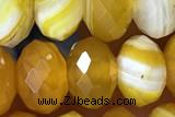 AGAT77 15 inches 6*10mm faceted rondelle banded agate gemstone beads