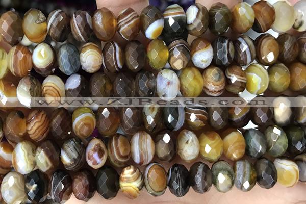 AGAT80 15 inches 6*10mm faceted rondelle banded agate gemstone beads