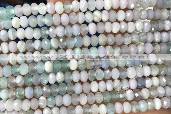 AGAT81 15 inches 4*6mm faceted rondelle banded agate gemstone beads