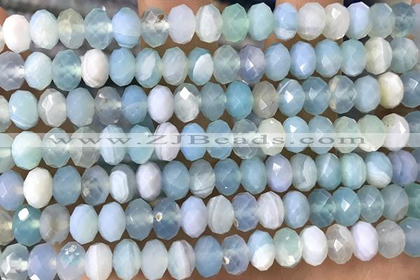 AGAT82 15 inches 5*8mm faceted rondelle banded agate gemstone beads