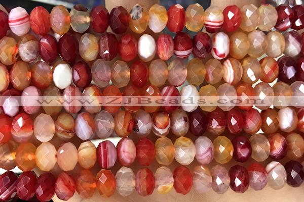 AGAT83 15 inches 5*8mm faceted rondelle banded agate gemstone beads