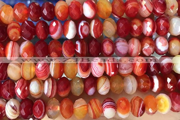 AGAT84 15 inches 6*10mm faceted rondelle banded agate gemstone beads