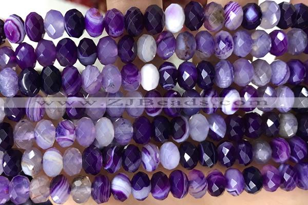 AGAT87 15 inches 5*8mm faceted rondelle banded agate gemstone beads