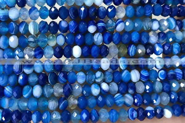 AGAT89 15 inches 4*6mm faceted rondelle banded agate gemstone beads