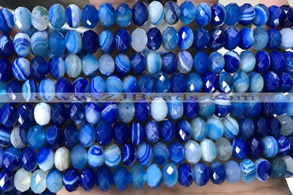 AGAT90 15 inches 5*8mm faceted rondelle banded agate gemstone beads