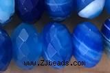 AGAT91 15 inches 6*10mm faceted rondelle banded agate gemstone beads