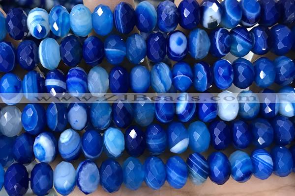 AGAT91 15 inches 6*10mm faceted rondelle banded agate gemstone beads
