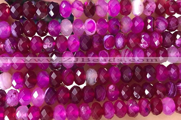 AGAT92 15 inches 5*8mm faceted rondelle banded agate gemstone beads
