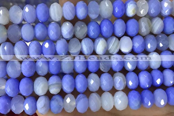 AGAT95 15 inches 6*10mm faceted rondelle banded agate gemstone beads