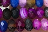AGAT96 15 inches 4*6mm faceted rondelle banded agate gemstone beads