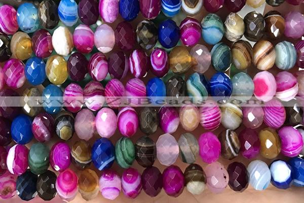 AGAT97 15 inches 5*8mm faceted rondelle banded agate gemstone beads