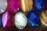 AGAT98 15 inches 6*10mm faceted rondelle banded agate gemstone beads