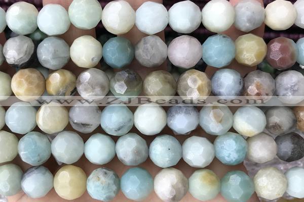 AMAZ01 15 inches 8mm faceted round amazonite gemstone beads